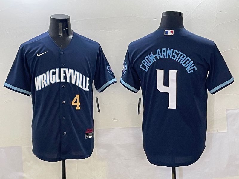 Men Chicago Cubs #4 Crow-Armstrong Dark Blue City Edition 2025 Nike MLB Jersey style 12->chicago cubs->MLB Jersey